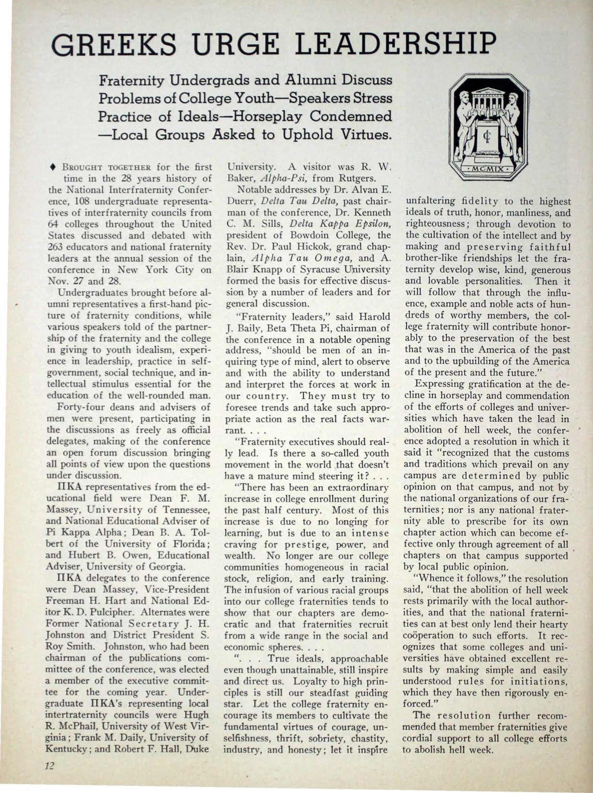 Greeks Urge Leadership